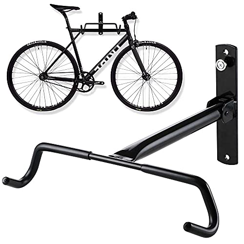 Bakaji Ganci Porta Bicicletta Bici da Parete Muro Gancio Supporto Pieghevole Salvaspazio per Mountain Bike in Acciaio con Rivestimento in Gomma Antigraffio Larghezza 31cm in Acciaio Cantina Garage