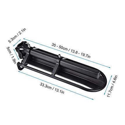 Portapacchi Posteriore per Bicicletta Portapacchi Regolabile Sedile Nero per Bagagli Carico da Neve Ripiano per Mountain Bike capacità 10 kg 33,3 x11,7 cm