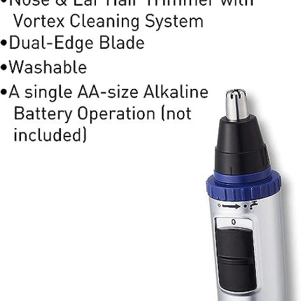 Panasonic ER-GN30-K503 Rifinitore di Precisione per Naso, Orecchie e Sopracciglia, Tagliapeli Resistente all'Acqua, Nero