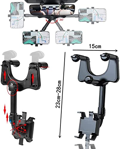 DMJWAN Supporto per Telefono per Auto,Supporto Porta Reggi Pinza da Specchietto Retrovisore da Auto Macchina per Cellulare Smartphone, Adatto per Smartphone da 3 a 7 Pollici