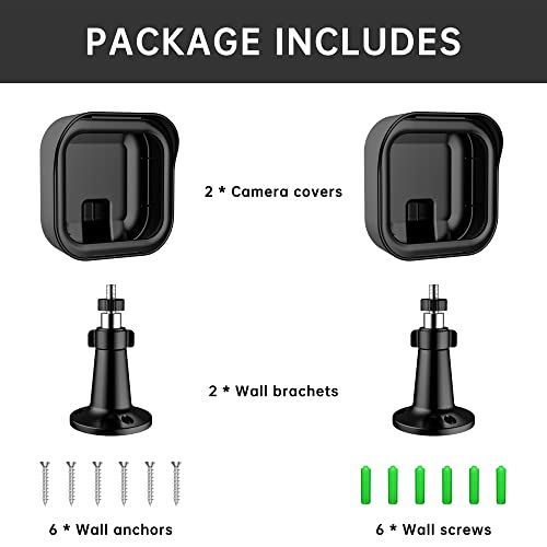 Tyeyober Blink - Supporto per fotocamera da esterni, regolabile da parete con custodia protettiva per fotocamera Blink Outdoor e sistema di telecamera di sicurezza interna (nero, 2 pezzi)