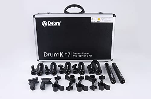 D Debra DK7 Pro - Set di 7 microfoni cablati, per batteristi, con microfono, clip per microfono con opzioni per Kick Drum, Snare, Rack/Floor Toms, Congas e Cymbals