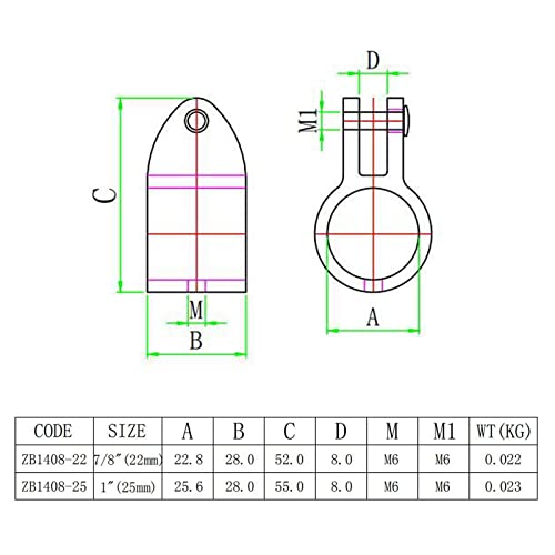 SUNGOOYUE Tendalino da Mare in Nylon, Tappo per Occhiello per Tubo, per Barca, per Yacht, per Montaggio in Barca(1in(25mm))