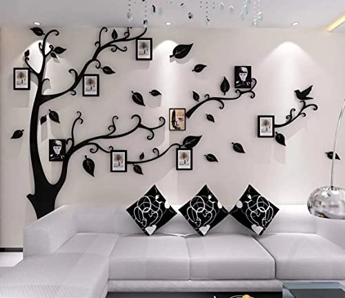 3D Albero Adesivi Fai da te Albero Adesivo da Parete Cornici per Foto Sticker Decorazioni Albero Della Vita da Parete per Soggiorno Camera da Letto Adesivo Muro(Adesivo Nero Destra,L: 175 * 230CM)