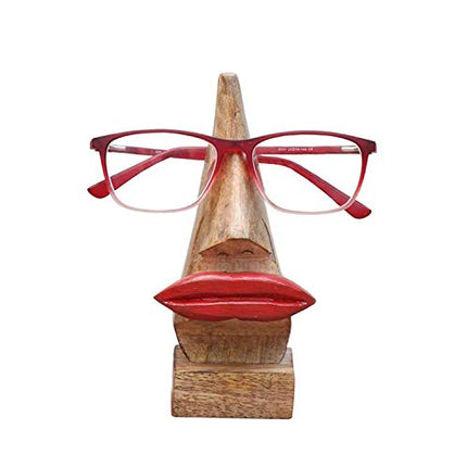 Indus Lifespace, Splendido porta occhiali in legno, elemento decorativo per casa o per la scrivania dell’ufficio, motivo: labbra rosse