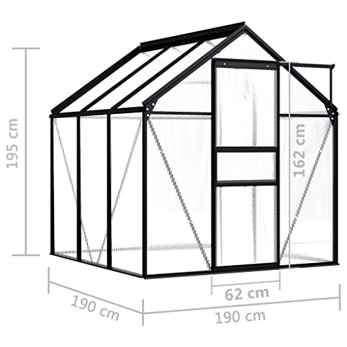 homiuse 190x190x195 cm Serra da Giardino per Orto, Giardino o Terrazzo Serra Orto Serra per Piante Serra da Balcone Invernale Giardino d'inverno Orto in Casa in Alluminio Antracite 3,61 m²