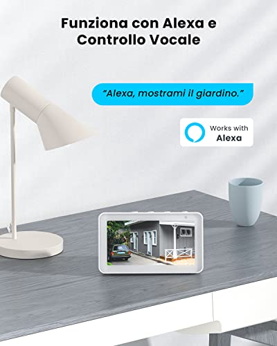 ieGeek 2K Telecamera Wi-Fi Interno/Esterno Batteria Senza Fili, Videocamera con Faro e Allarme,Visione Notturna a Colori, Rilevamento del Movimento Persona, Sirena,IP65,Audio a 2 Vie,SD/Cloud