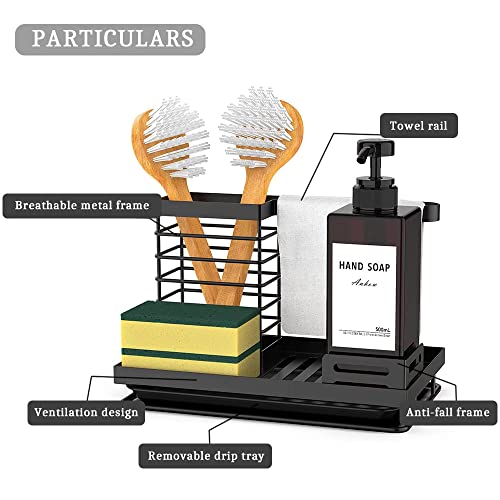 Porta Spugne Lavello Cucina, Organizer Lavello Cucina Porta Detersivi, Multifunzionale per Lavello da Cucina, Cucina Accessori uUtili x la Casa con Porta Utensili e Vassoio di Raccolta