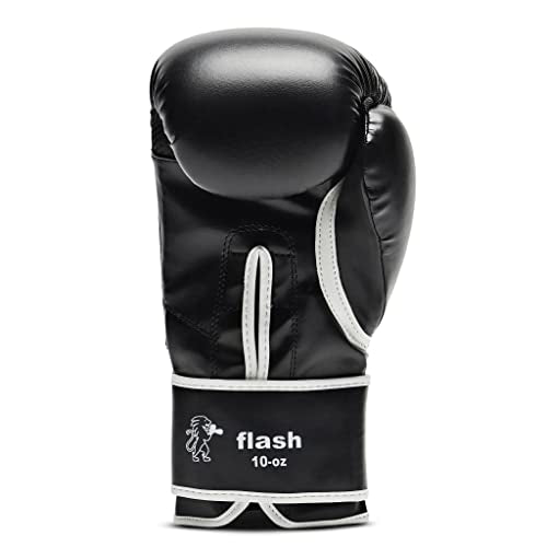 LEONE 1947, Flash Guantoni da Boxe, Unisex – Adulto, Nero, 10 OZ, GN083