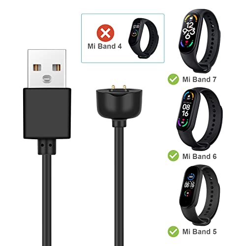 Ainiv Caricatore Compatibile Con Xiaomi Mi Band 5 / Mi Band 6 / Mi Band 7, Cavo Di Ricarica USB Compatibile Con Cinturino Smart Xiaomi Mi Band 5/6/7 Con Fascette Di Fissaggio