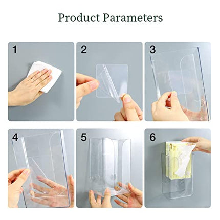 Richolyn Supporto per Scatola del Tessuto da Parete,Custodia Rettangolare in Tessuto da Parete Senza Chiodi | Porta fazzoletti da Parete per Soggiorno, Bagno, Cucina, Ufficio