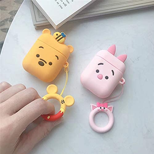 YIGEYI Custodia in Silicone Compatibile con Airpods 1 e 2 Funny Cute Cartoon 3D Case Cover[Serie di Animazione Leggero] (Winnie)