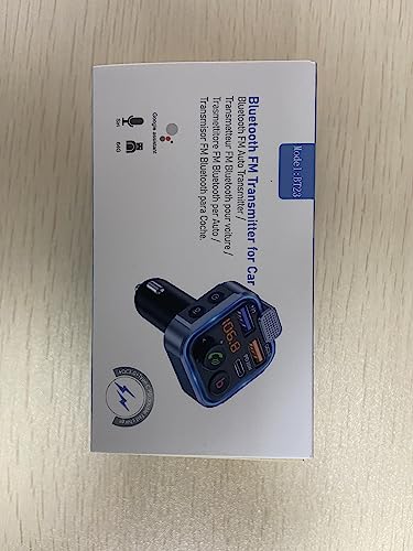 LENCENT Trasmettitore FM Bluetooth Auto, Adattatore Radio Auto con Bassi Profondi & Hi-Fi Lossless, Ricarica Rapida PD 20W+QC3.0, Chiamata Vivavoce, Lettore Musicale, Chiavetta USB, Luce Blu Sfumata