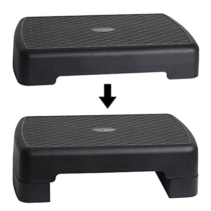 joyionic Step Fitness da Aerobica, Stepper per Esercizi, Multifunzionale, con Superficie Antiscivolo, Regolabile in Altezza, 45 x 27 x 7/13 cm, Nero