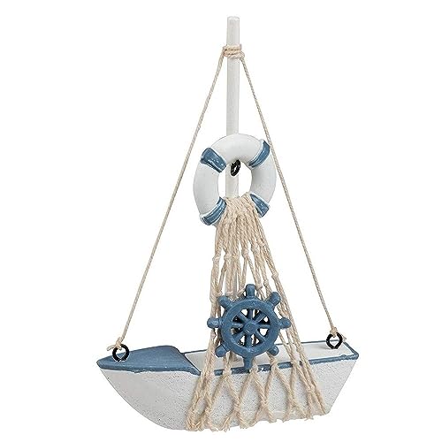 Set di 4 decorazioni nautiche a forma di barca a vela in miniatura, per decorare il bagno e la casa (11,2 x 17,3 cm)