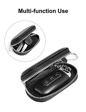 Frotox Portachiavi per Auto, Portafoglio Chiavi PU Pelle Universale Portachiavi Auto Borsa, Stile Vintage Sacchetto Chiave con Cerniera per Uomo (Nero)
