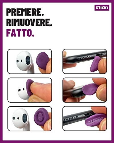 STIKKI® Pasta per la Pulizia di cellulari, Smartphone, Cuffie etc. – Kit di Pulizia Professionale con Strumenti Multifunzione Inclusi