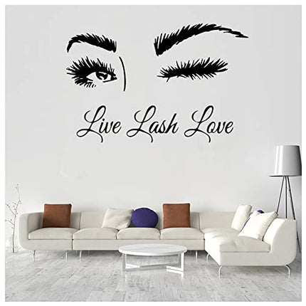 Adesivi Murali in PVC Wake Up Make Up Cosmetici per Ciglia Motivo Lettering in Vinile Adesivi Murali, Adesivo Da Parete per Soggiorno,Divano, Camera Da Letto, Sfondo Tv (Nero 60 x 30 cm)