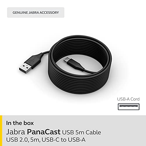 Jabra PanaCast 50 USB C to USB A Cable, 5 m - USB Cable 2.0 for PanaCast 50 Video Bar to Computer Connection - USB Type A Cable with Simple Plug & Play