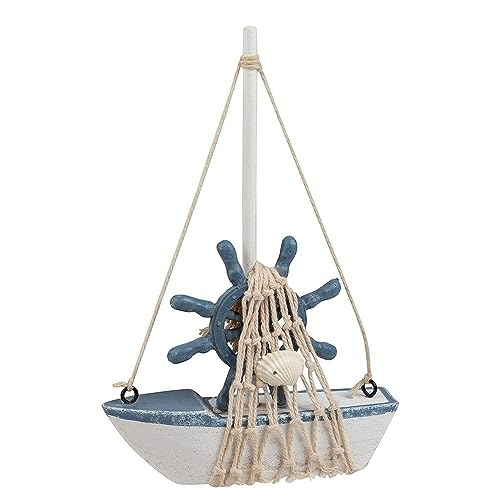 Set di 4 decorazioni nautiche a forma di barca a vela in miniatura, per decorare il bagno e la casa (11,2 x 17,3 cm)