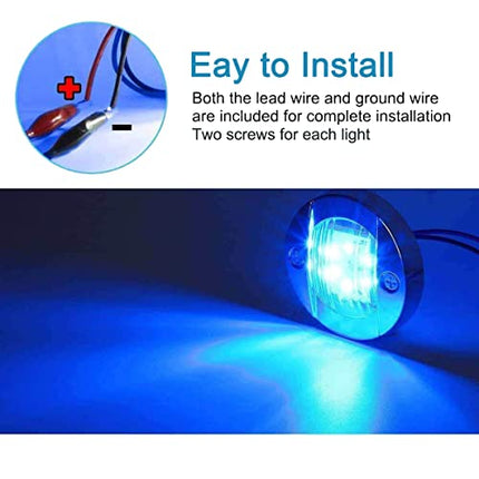 Greluma 4 Pcs Luci interne per barche marine rotonde Montaggio a poppa Luci di ancoraggio di poppa a LED Luci notturne a LED per la pesca, Luce di cortesia a LED blu sul ponte, IP67 Impermeabile