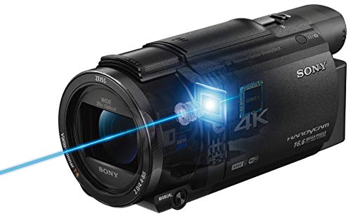 Sony FDR-AX53 Videocamera 4K Ultra HD con Sensore CMOS Exmor R, Ottica Grandangolare Zeiss 26.8 mm, Zoom Ottico 20x, Stabilizzazione Attiva a 5 Assi, Nero