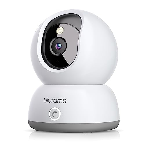 blurams Telecamere Wifi Interne 2K,Videocamera Sorveglianza Interno Wifi,Telecamere per Cani/Casa/Bambini,Visione Notturna a Colori,One-Touch Call,Allarme,Rotazione a 360° (2.4GHz Wi-Fi)