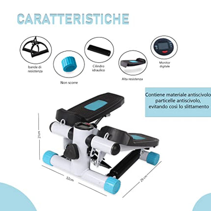 Calma Dragon Stepper - Stepper fitness casa con fascia di resistenza, pedali antiscivolo e monitor digitale. Miglior stepper fitness per la casa, per l'esercizio cardio - Capacità di peso di 100 kg