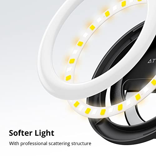 ATUMTEK Selfie Ring Light Telefono Luce ad Anello Ricaricabile Clip-on 40 LED Luce di Riempimento per Foto e Video per Streaming, TikTok, Instagram, Zoom Meeting e Videoconferenza - Nero