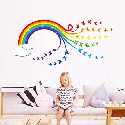 decalmile Adesivi Murali Arcobaleno Adesivi da Parete Farfalle Nube Decorazione Murale Asilo Nido Camera da Letto Cameretta Bambini