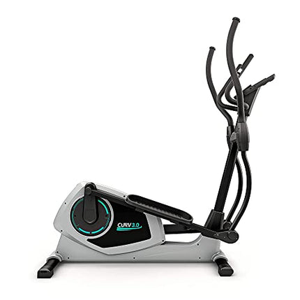 Bluefin Fitness CURV 3.0 Bicicletta Ellittica da Casa | Cross Trainer | Esercizi di Step | Air Walker | Display LCD Digitale | Bluetooth | App Smartphone | Nero e Grigio-Argento