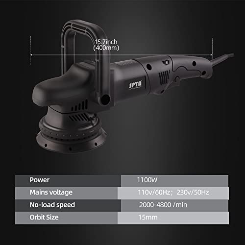 SPTA Lucidatrice Auto, Rotorbitale Lucidatrice Eccentrica, 125mm et 150mm Lucidatura Spugne, 6 velocità Variabile, 1000-3800 OPM, 2 Impugnatura, Sacchetto di Imballaggio, Vari Accessori- DAPSET-EU