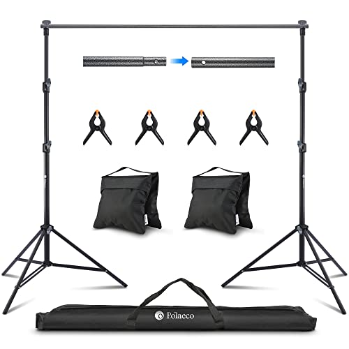 Supporto per Sfondi 2,8x3m Regolabile Sistema Professionale per Fondale in Cotone Studio Fotografia Ritratti Video LiveStreaming Feste Matrimoni con Borsa Portatile Morsetti e Sacchetti Sabbia