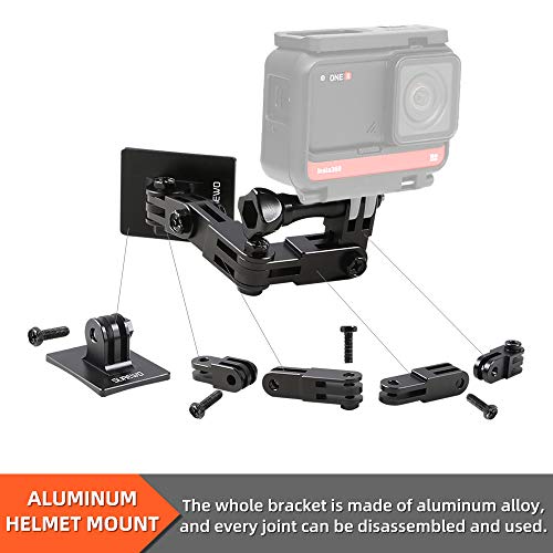 SUREWO Supporto per mento per casco da moto in alluminio compatibile con GoPro Hero 11/10/9/8/7/(2018)/6/5 Black, DJI Osmo Action 2, Insta360 ONE R/AKASO/Crosstour e altro