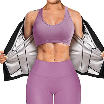 Gotoly Maglia Sauna Dimagrant Donna Tuta per Sudare Dimagrire Fitness Manica Lunga T-Shirt Fascia Dimagrante Canotta Termici Sportiva Gilet Body Shaper (Nero, M)