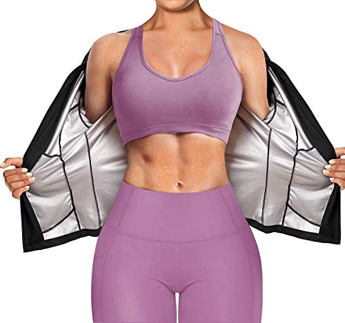 Gotoly Maglia Sauna Dimagrant Donna Tuta per Sudare Dimagrire Fitness Manica Lunga T-Shirt Fascia Dimagrante Canotta Termici Sportiva Gilet Body Shaper (Nero, M)