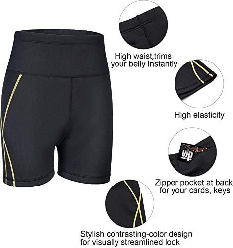 KUMAYES Pantaloncini sauna dimagranti donna Pantaloni Sauna Neoprene a Vita Alta per Allenamento Gym Fitness Pantaloncini Snellente (L, Nero)