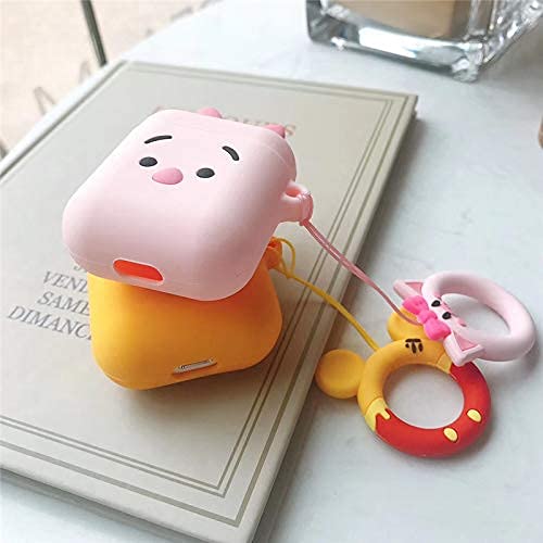 YIGEYI Custodia in Silicone Compatibile con Airpods 1 e 2 Funny Cute Cartoon 3D Case Cover[Serie di Animazione Leggero] (Winnie)