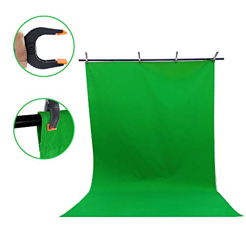 Spardar Green Screen, 3 x 4,5M Telo Verde Sfondo Fotografico, 4 x Morsetti a Molla e 1 x Borsa di trasporto, Sfondo Pro Pieghevole di Materiale Cotone per fondale fotografico, Video e Televisione