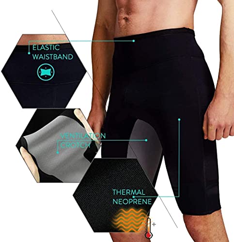 Martiount Pantaloncini Sauna per Uomo Body Shaper Pantaloncini Hot Sweat Shorts Pantaloni da Allenamento di Routine Pantaloni Dimagranti in Neoprene Dimagrante Slim Gym Esercizio Fitness M