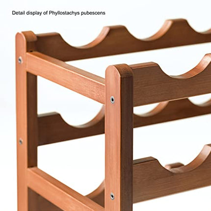 Tinyuet Portabottiglie di Vino, Scaffale in Bambù per Fino a 16 Bottiglie, Portabottiglie Autoportante per Vino, Cantinetta con 4 Piani, Dimensioni: 43x23x34.5cm