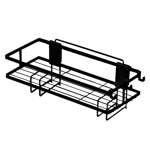 2 Pezzi Scaffale Portaoggetti per WC Sopra il Ripiano per WC Scaffale per Bagno Sopra il WC Organizzatore per WC Senza Foratura con Design per Montaggio a Parete(Nero)