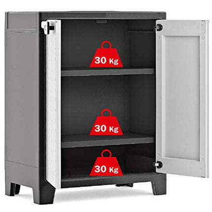 Keter Armadio Basso Titan, 2 Ripiani Regolabili, Grigio, 80x44x100 H Cm