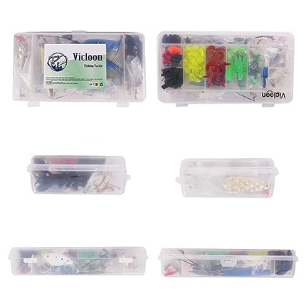 Esche da Pesca, 120 Pezzi Esche Artificiali da Pesca Contiene Crankbaits, Stickbait, Esche, Vermi, Esche Dure, Ganci Singolo, Pinze, ECC