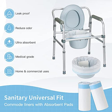 Commode Liner con cuscinetti assorbenti,40 sacchetti usa e getta super assorbenti, sacchetti usa e getta, sacchetti igienici portatili, sacchetti igienici da campeggio, Assorbono fino a 1000 ml