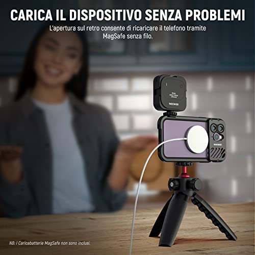 NEEWER Gabbia Video per iPhone 14 Pro Max con Slitte Fredde, Attacco per Treppiede da 1/4", Stabilizzatore per Smartphone in Alluminio per Telefoni Compatibile on Attacco per Obiettivo Moment, PA011