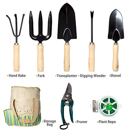 lyndeluxe Attrezzi e Utensili da Giardino 10 pezzi, Kit da Giardinaggio con Custodia, Robusti Attrezzi per Piantare Uomo/Donna