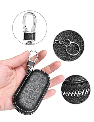 Frotox Portachiavi per Auto, Portafoglio Chiavi PU Pelle Universale Portachiavi Auto Borsa, Stile Vintage Sacchetto Chiave con Cerniera per Uomo (Nero)