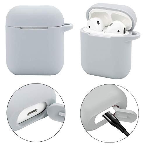 Custodia protettiva con portachiavi a forma di pompon compatibile con custodia di ricarica per AirPods, guscio in silicone antipolvere e cinghia anti-smarrimento, con moschettone di bloccaggio