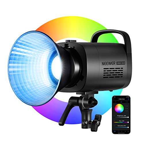 NEEWER CB60 RGB 70W Luce Video LED con Controllo 2,4G/APP Illuminazione Video Continua COB Colore Pieno Attacco Bowens 18000Lux@1m CCT 2700-6500K CRI97+ 17 Effetti per Studio Registrazione Fotografia